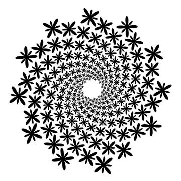 Swirl, vortex background. Rotating spiral. Icon, flower, petals, outline, bla Illustrazione stock