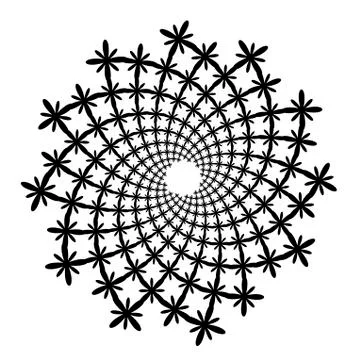 Swirl, vortex background. Rotating spiral. Icon, flower, petals, outline, bla Ilustração Stock