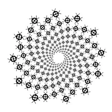 Swirl, vortex background. Rotating spiral. Star, symbol, icon, petals, flower Stock Illustration