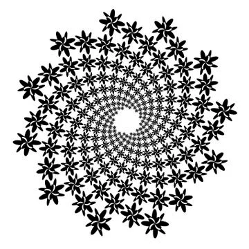 Swirl, vortex background. Rotating spiral. Icon, flower, petals, outline, bla Stock Illustration