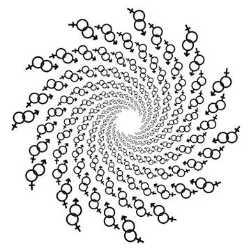 Swirl, vortex background. Rotating spiral. Symbol, man, woman 스톡 일러스트