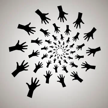 Swirl, vortex background. Rotating spiral. Hands, share, sales, desire, grab, イラスト素材