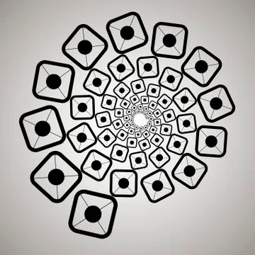 Swirl, vortex background. Rotating spiral. Square, point, symbol, techno, tec 스톡 일러스트