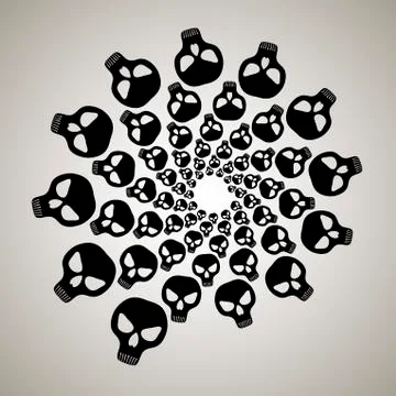 Swirl, vortex background. Rotating spiral. Head, humanoid, UFO, aliens, dange Stock Illustration