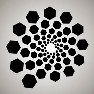 Swirl, vortex background. Rotating spiral. Pattern of a whirling of hearts. I Stock Illustration
