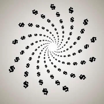 Swirl, vortex background. Rotating spiral. Pattern of a whirling of hearts. I Ilustração Stock