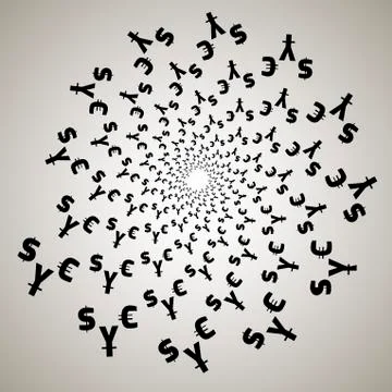 Swirl, vortex background. Rotating spiral. Pattern of a whirling of hearts. I Stock Illustration
