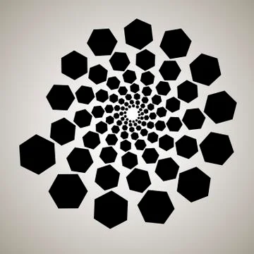 Swirl, vortex background. Rotating spiral. Pattern of a whirling of hearts. I Stock Illustration