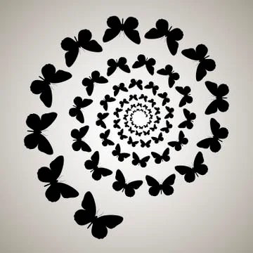 Swirl, vortex background. Rotating spiral. Pattern of a whirling of Butterfly 스톡 일러스트