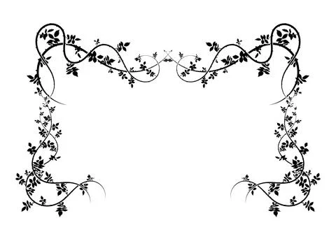 Swirled frame with rose hip spines and wickerwork Stock Illustration