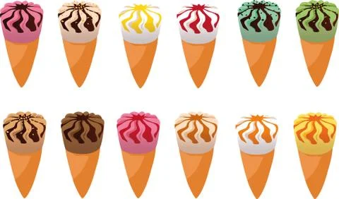 Swirled ice cream cones Stock Illustration