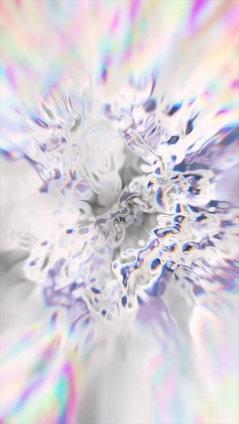 Swirling abstract forms refract light, displaying iridescent rainbow streaks Video stock 329851988