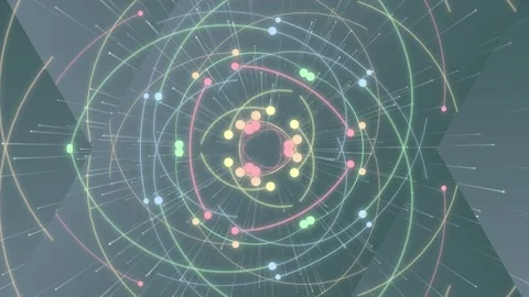 Swirling atomic structure animation with colorful particles an abstract depictin Vidéo 330529928