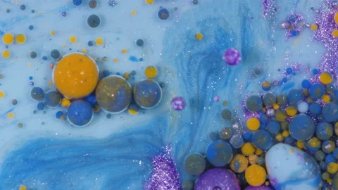 Swirling Bubbles in Blue Paint Video stock 208750039