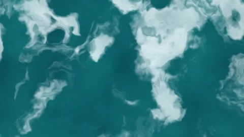 Swirling clouds over a blue ocean surface in bright Stock Footage 338193787