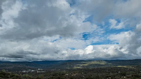 Swirling Clouds from Winter Storm and Blue Sky Time Lapse Stock Footage 284605388