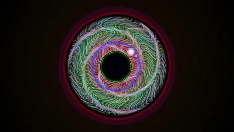 Swirling colors create a unique eye shape design on a dark background Stock Footage 337238833