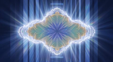 Swirling cosmic vortex framed by bars Psychedelic iridescent holographic energy Stock Footage 331456104