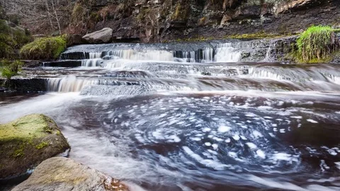 Swirling Current of Waterfall Loop Stock Footage 71712550