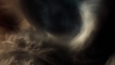 Swirling Dark Cloud Vortex Chaotic Stormy Sky Stock Footage 337812513