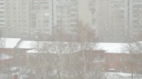 Swirling flakes of snow on blurred background Video stock 47852641