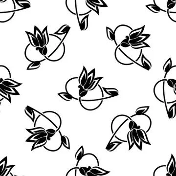 Swirling floral seamless pattern background Illustrazione stock