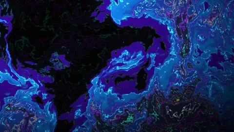 Swirling fluid simulation of marbled blue and purple liquids Stock Footage 340877647