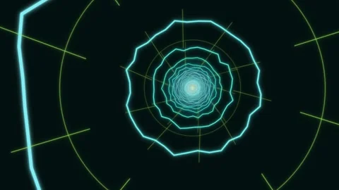 Swirling geometric pattern in neon colors and digital design Stock Footage 337301348