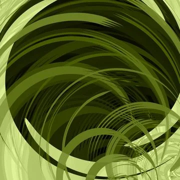 Swirling green elements, arranged chaotically, make up an abstract backgrou.. Ilustración de archivo