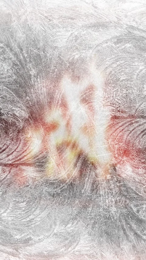 Swirling Ice Crystals On Window With Fireplace, vertical format Stock Footage 340131438