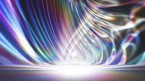 Swirling iridescent light trails create a captivating visual spectacle in Stock Footage 314218856