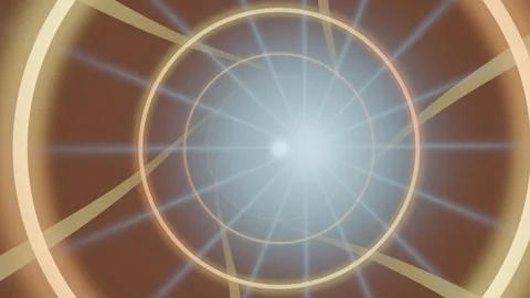 Swirling light patterns create geometric shapes in a circular design Stock Footage 337382062