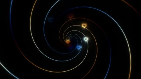 Swirling lights create patterns in dark space Stock Footage 338317495