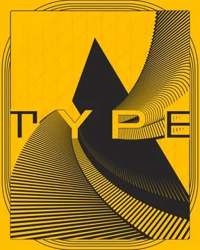 Swirling Line Composition Creative Typography Poster Abstract Modern Design Stock Illustration