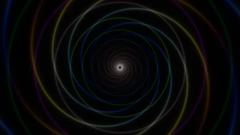 Swirling lines create colorful patterns in a dark space Stock Footage 338018593