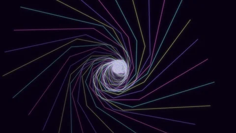 Swirling lines create a tunnel effect with colorful neon lights Stock Footage 336995573