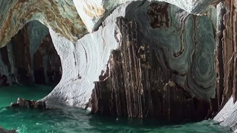 Swirling Marble Textures Meet Turquoise Waters Patagonia Stock Footage 340435749