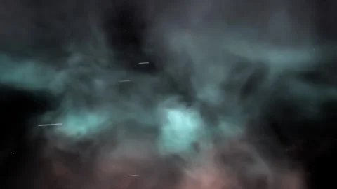 Swirling nebula cloud reacting to streaks from edges in dark void, forming Vídeos de archivo 346154881