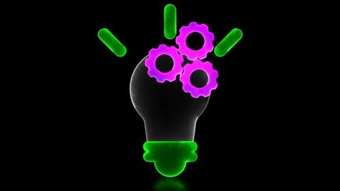 Swirling neon light effect bright light bulb icon Shows the thought process.. Illustrazione stock