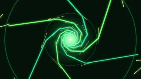 Swirling neon lights create a dynamic tunnel effect in motion Stock Footage 337072471