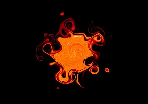 Swirling orange flame abstract texture on black background Stock Illustration