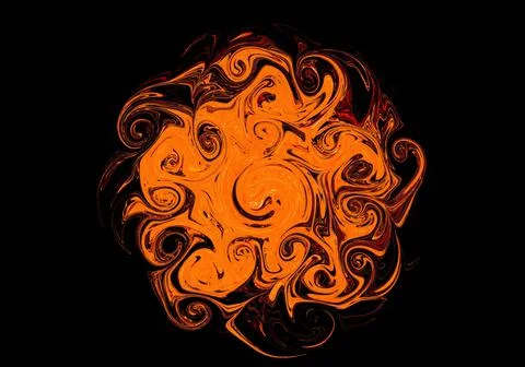 Swirling orange flame abstract texture on black background Stock Illustration