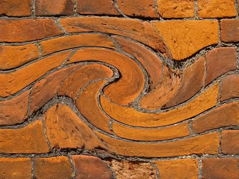 Swirling path like tattern through bricks in wall Stock Illustration