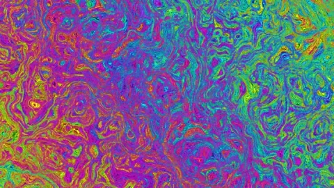 Swirling psychedelic liquid with vibrant neon colors. 4K Video stock 345111397