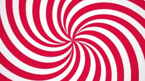 Swirling radial pattern. Red and white abstract spiral hypnotic rotating Stock Footage 338222123