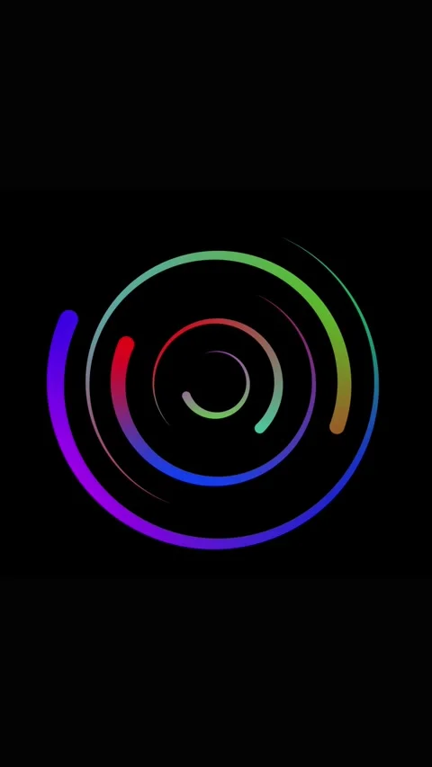 Swirling rainbow colored spiral lines on black background. Rainbow colored .. Stock Footage 344840480