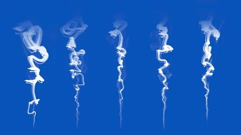 Swirling smoke patterns against a blue background with varied shapes Stock Footage 327138634