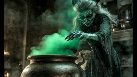 Swirling Spells in Witchs Cauldron Stock Footage 282662765