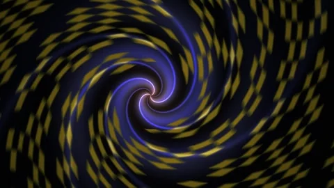 Swirling spiral pattern with yellow and blue lines on black background. Stock Footage 337495544