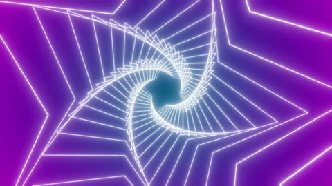 A swirling tunnel in the form of a five-pointed star on a purple background Stock Footage 284485071